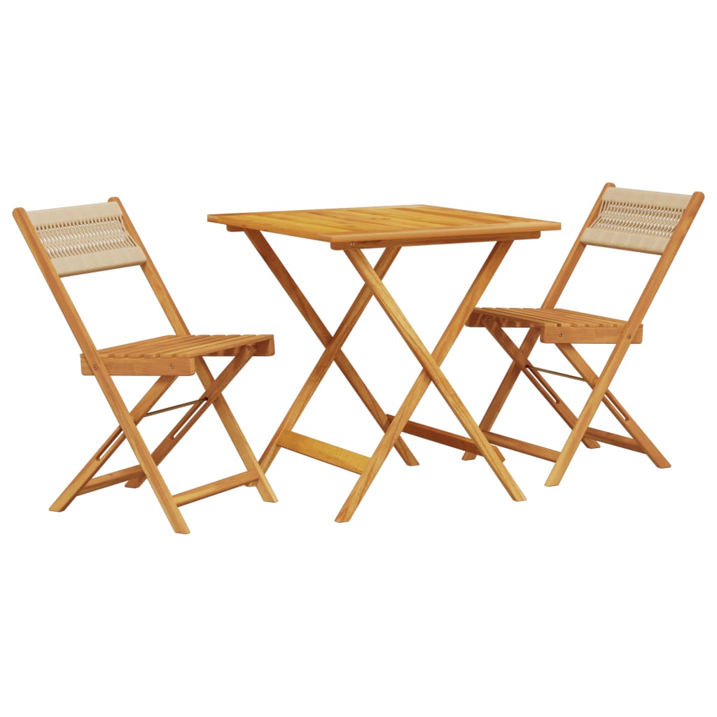 vidaXL Bistro Set | Beige | Solid acacia wood, polypropylene | Small | Foldable