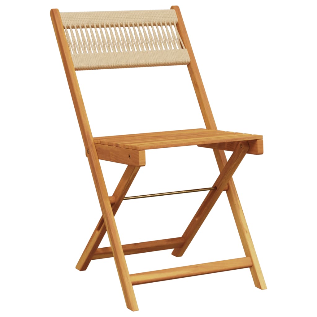 vidaXL Bistro Set | Beige | Solid acacia wood, polypropylene | Small | Foldable
