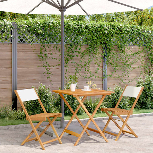vidaXL Bistro Set | Cream White | Solid acacia wood, Fabric (100% polyester)