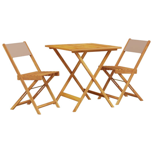 vidaXL Bistro Set | Taupe | Solid acacia wood, 100% polyester | Compact