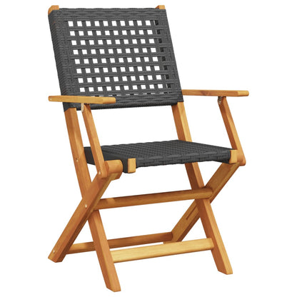 vidaXL Bistro Set | Black, Brown | Solid acacia wood, PE rattan | Standard