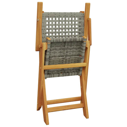 vidaXL Bistro Set | Grey | Solid acacia wood, PE rattan | 3 Piece | Foldable