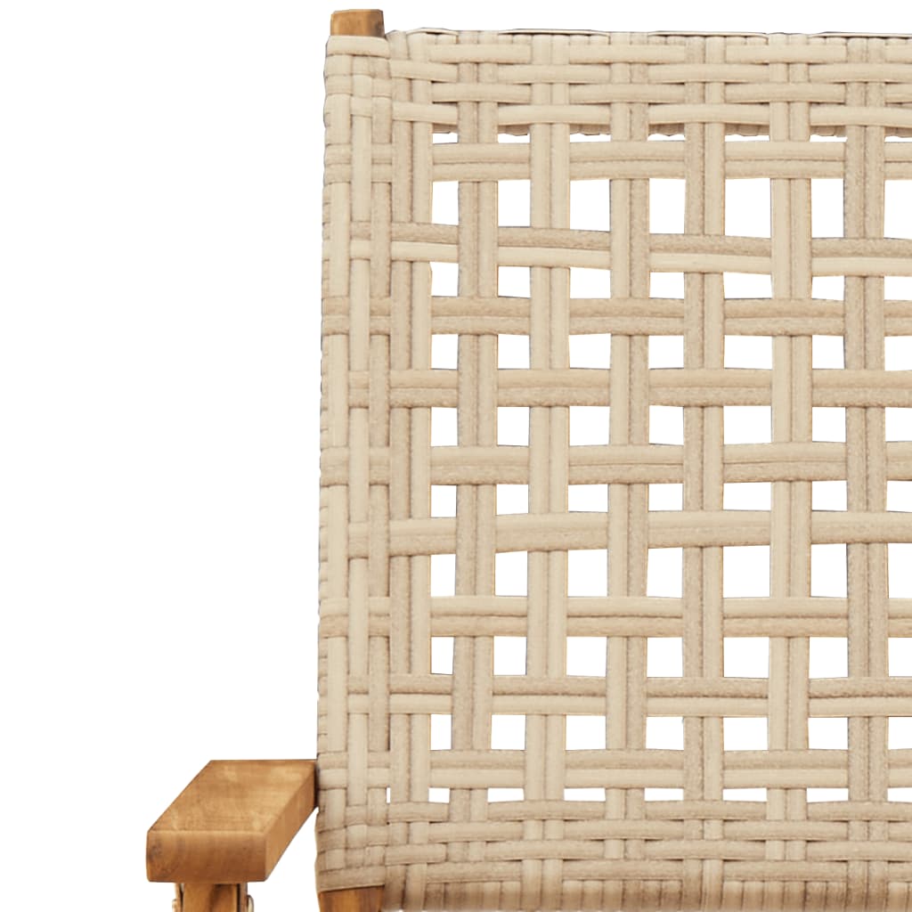 vidaXL Bistro Set | Beige | Solid acacia wood, Poly Rattan | Compact | Foldable
