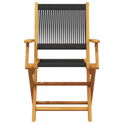vidaXL Bistro Set | Black and Natural Wood | Solid Acacia wood and Polypropylene
