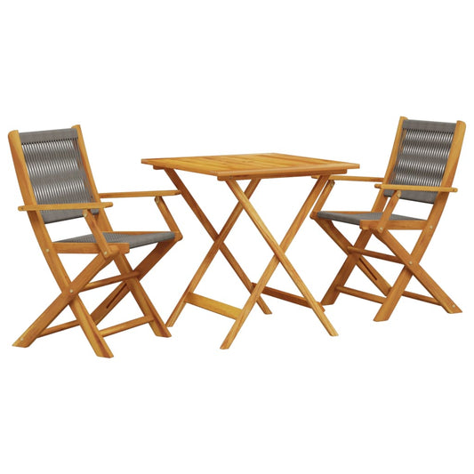 vidaXL Bistro Set | Grey | Solid Acacia wood | Compact | Foldable | Bistro Set