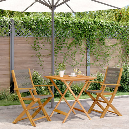 vidaXL Bistro Set | Grey | Solid Acacia wood | Compact | Foldable | Bistro Set