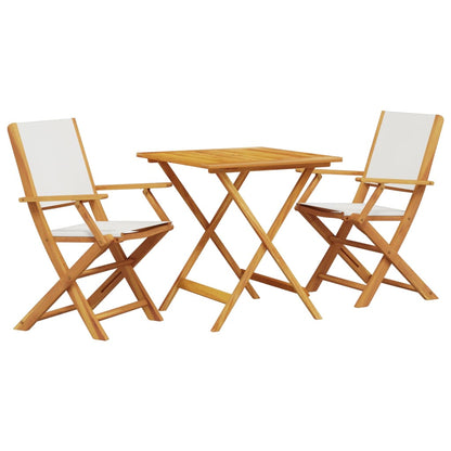 vidaXL Bistro Set | Cream White | Solid acacia wood, Fabric (100% polyester)