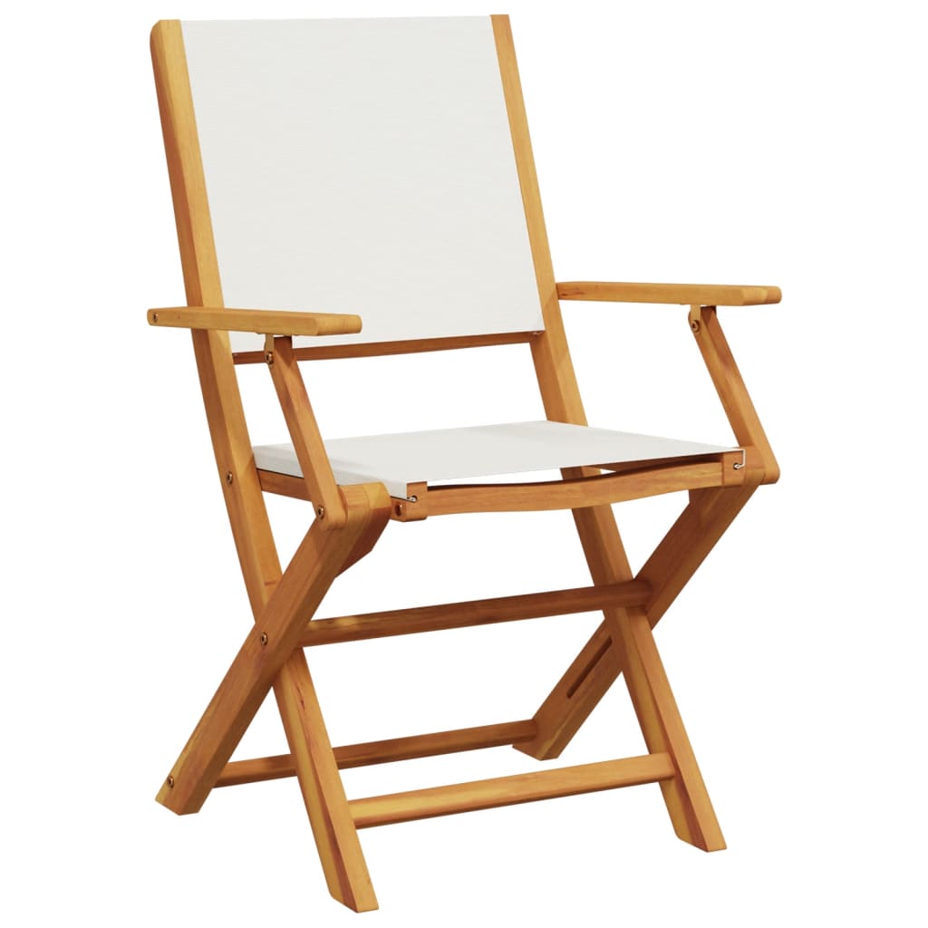 vidaXL Bistro Set | Cream White | Solid acacia wood, Fabric (100% polyester)