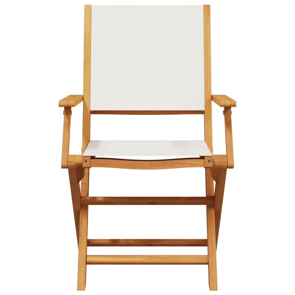 vidaXL Bistro Set | Cream White | Solid acacia wood, Fabric (100% polyester)