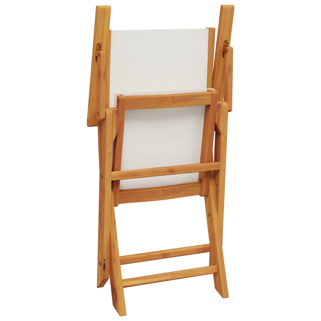 vidaXL Bistro Set | Cream White | Solid acacia wood, Fabric (100% polyester)