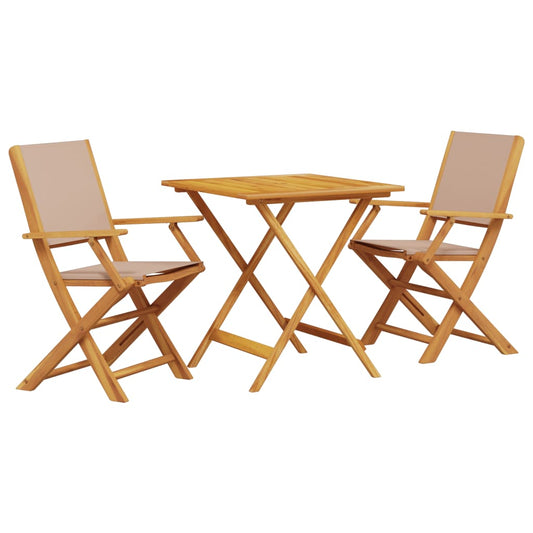 vidaXL Bistro Set | Taupe | Solid acacia wood | Medium | Foldable | Bistro Set