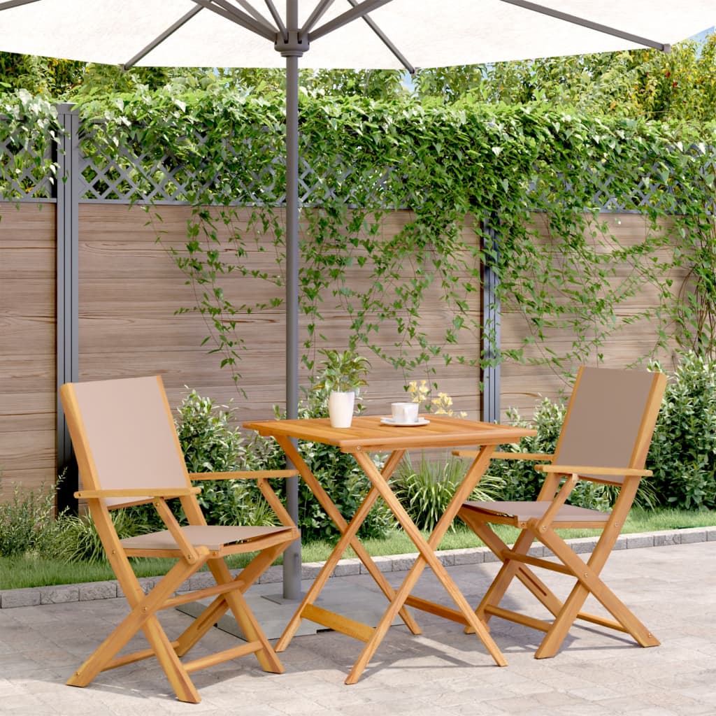 vidaXL Bistro Set | Taupe | Solid acacia wood | Medium | Foldable | Bistro Set