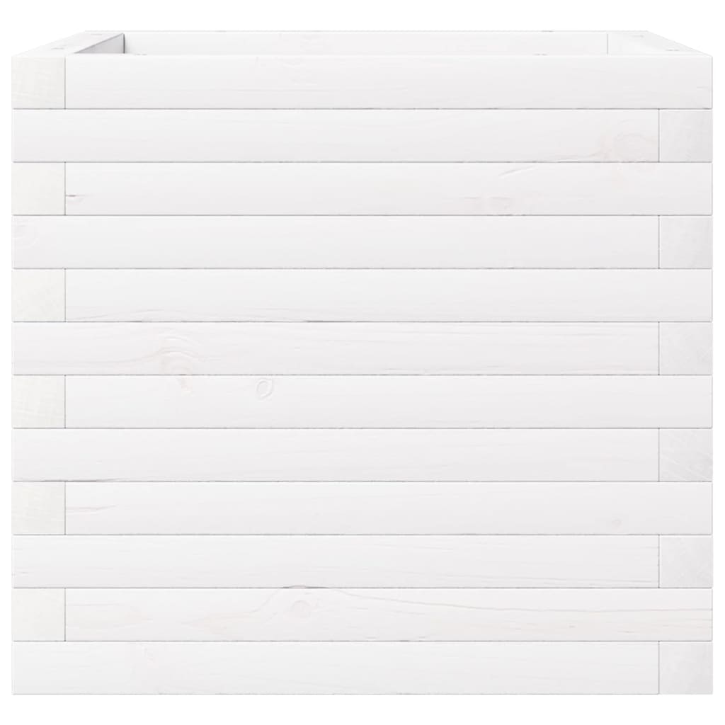 vidaXL Garden Planter White 50x50x46 cm Solid Wood Pine