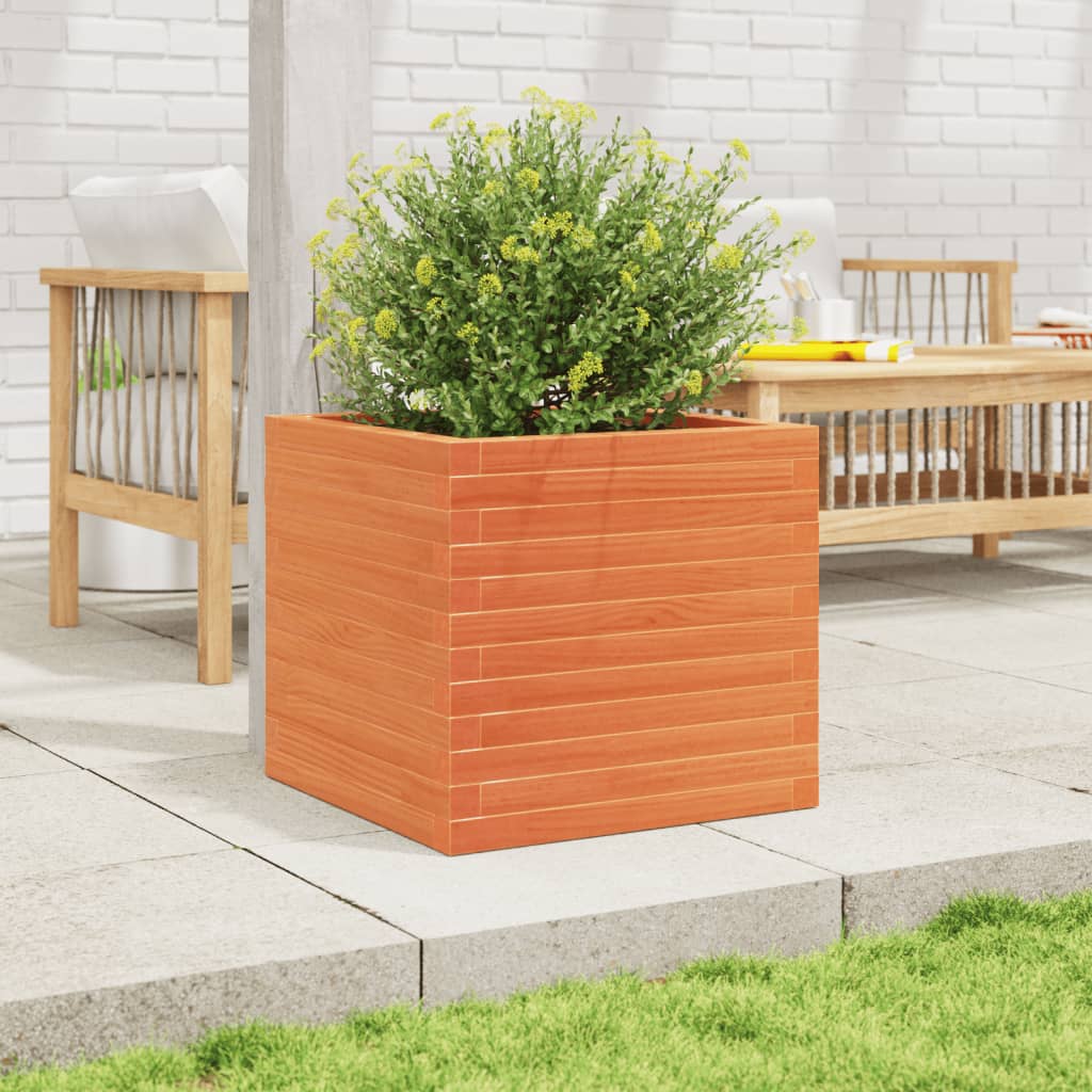 vidaXL Garden Planter Wax Brown 50x50x46 cm Solid Wood Pine