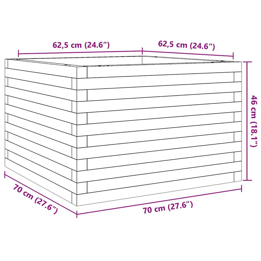 vidaXL Garden Planter White 70x70x46 cm Solid Wood Pine