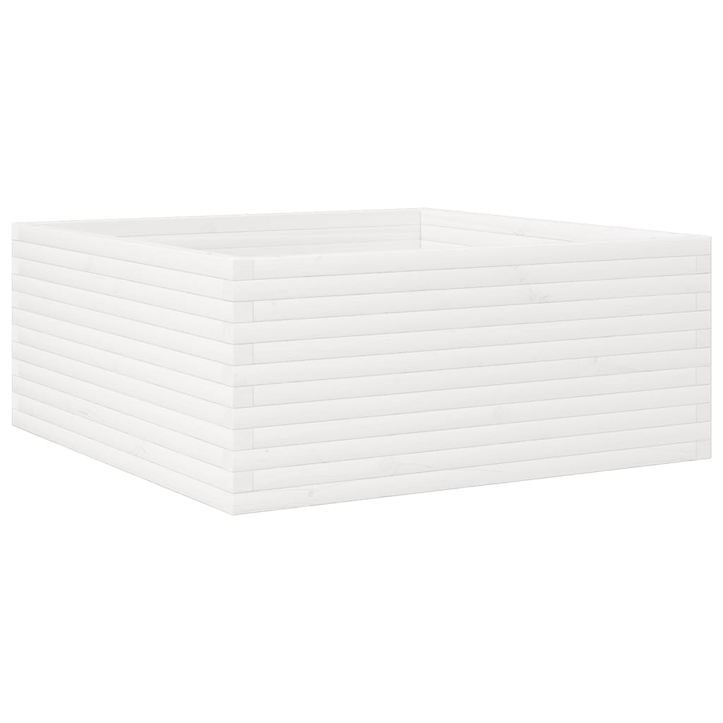vidaXL Garden Planter White 110x110x46 cm Solid Wood Pine