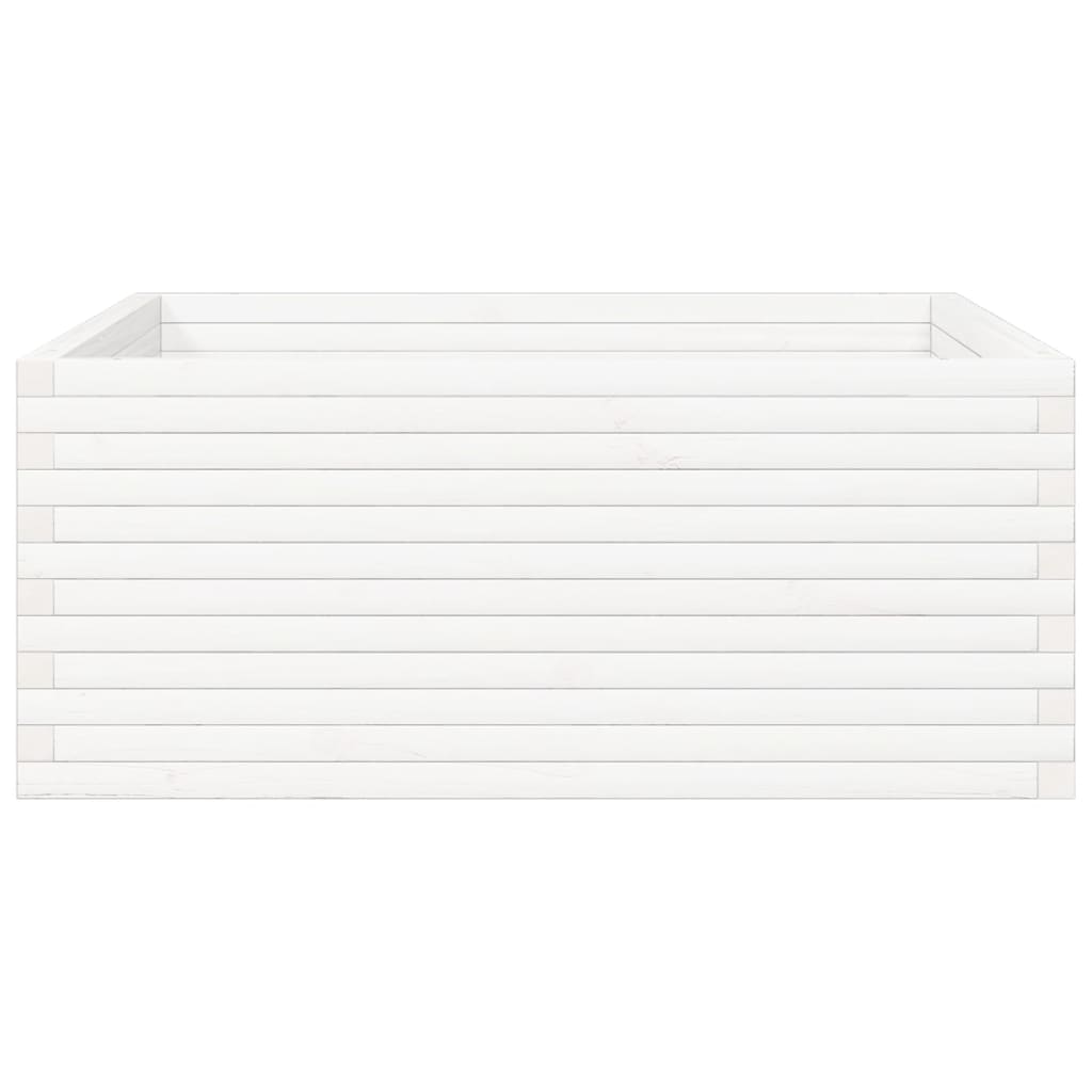 vidaXL Garden Planter White 110x110x46 cm Solid Wood Pine
