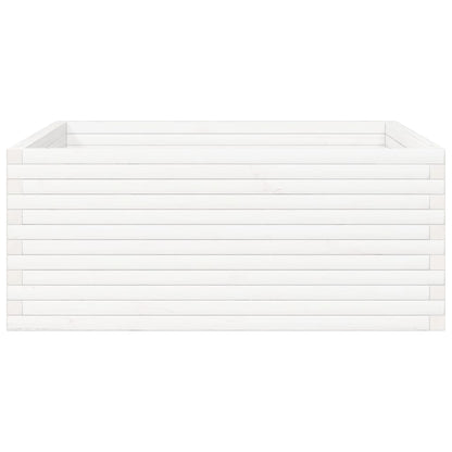 vidaXL Garden Planter White 110x110x46 cm Solid Wood Pine