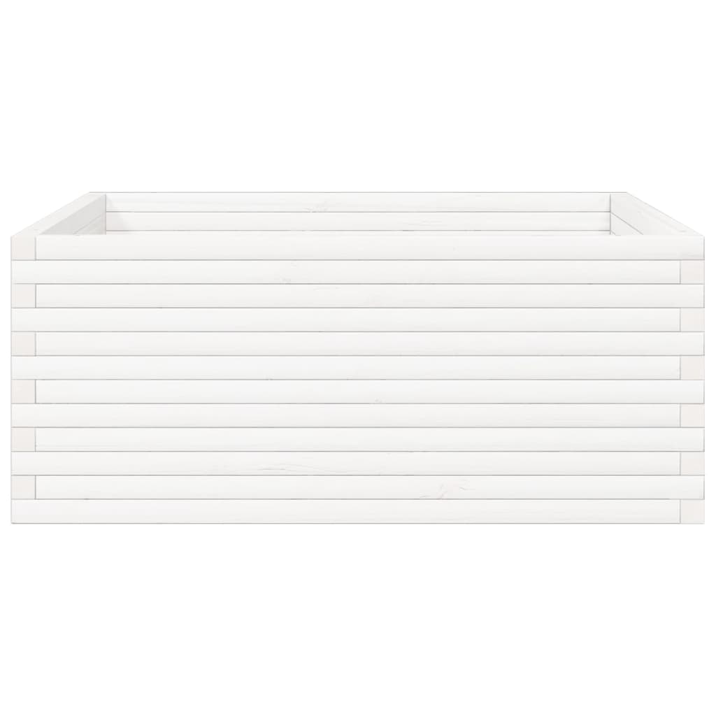 vidaXL Garden Planter White 110x110x46 cm Solid Wood Pine