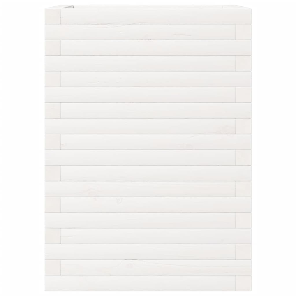 vidaXL Garden Planter White 50x50x68.5 cm Solid Wood Pine