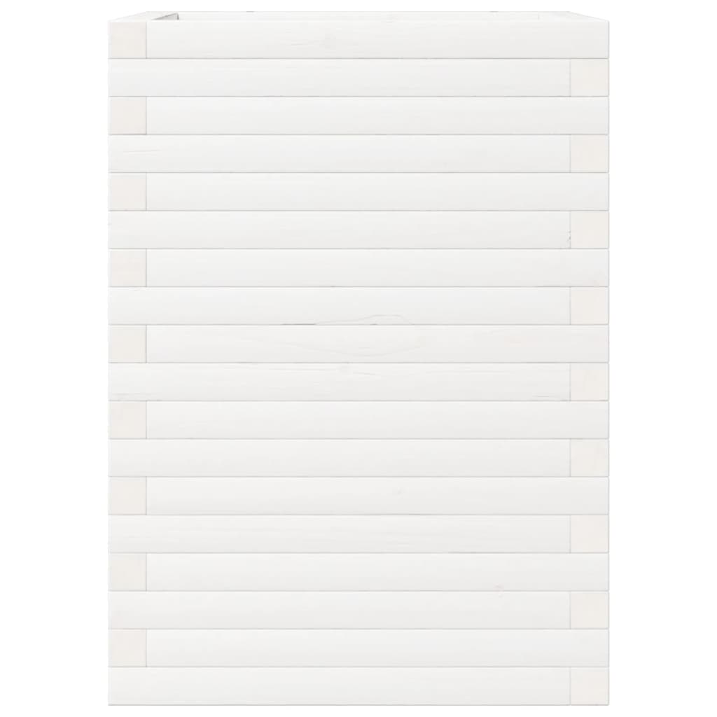 vidaXL Garden Planter White 50x50x68.5 cm Solid Wood Pine