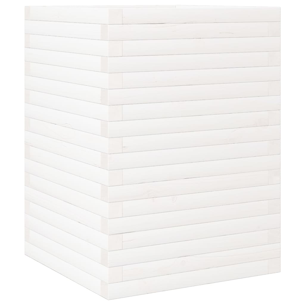 vidaXL Garden Planter White 50x50x68.5 cm Solid Wood Pine