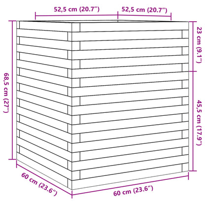vidaXL Garden Planter White 60x60x68.5 cm Solid Wood Pine