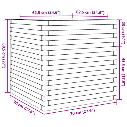 vidaXL Garden Planter Wax Brown 70x70x68.5 cm Solid Wood Pine