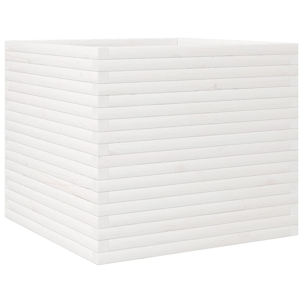 vidaXL Garden Planter White 80x80x68.5 cm Solid Wood Pine