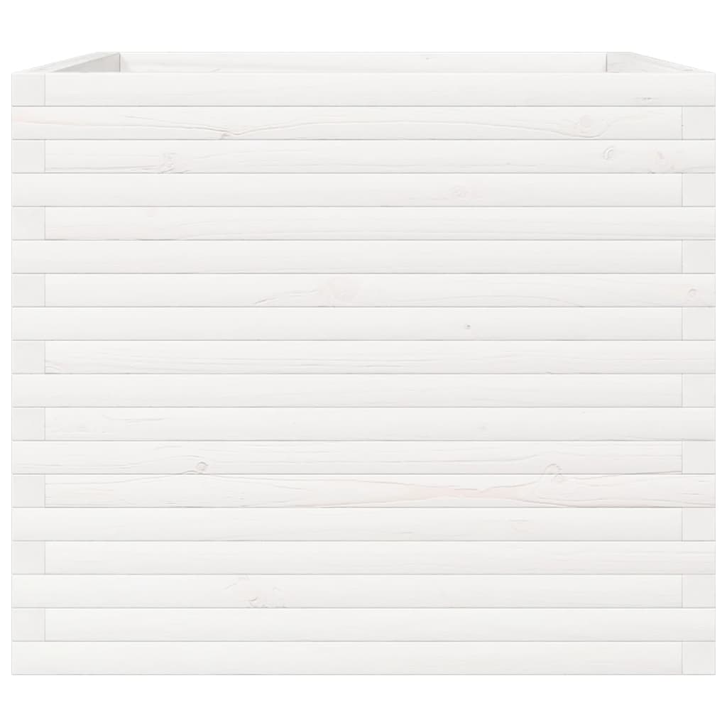 vidaXL Garden Planter White 80x80x68.5 cm Solid Wood Pine