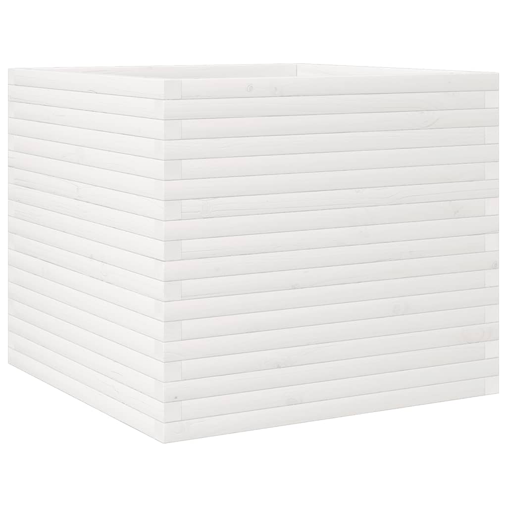 vidaXL Garden Planter White 80x80x68.5 cm Solid Wood Pine