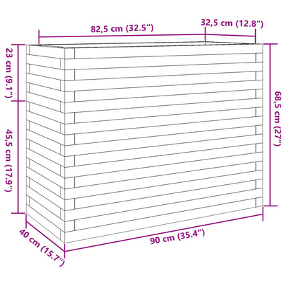 vidaXL Garden Planter Wax Brown 90x40x68.5 cm Solid Wood Pine
