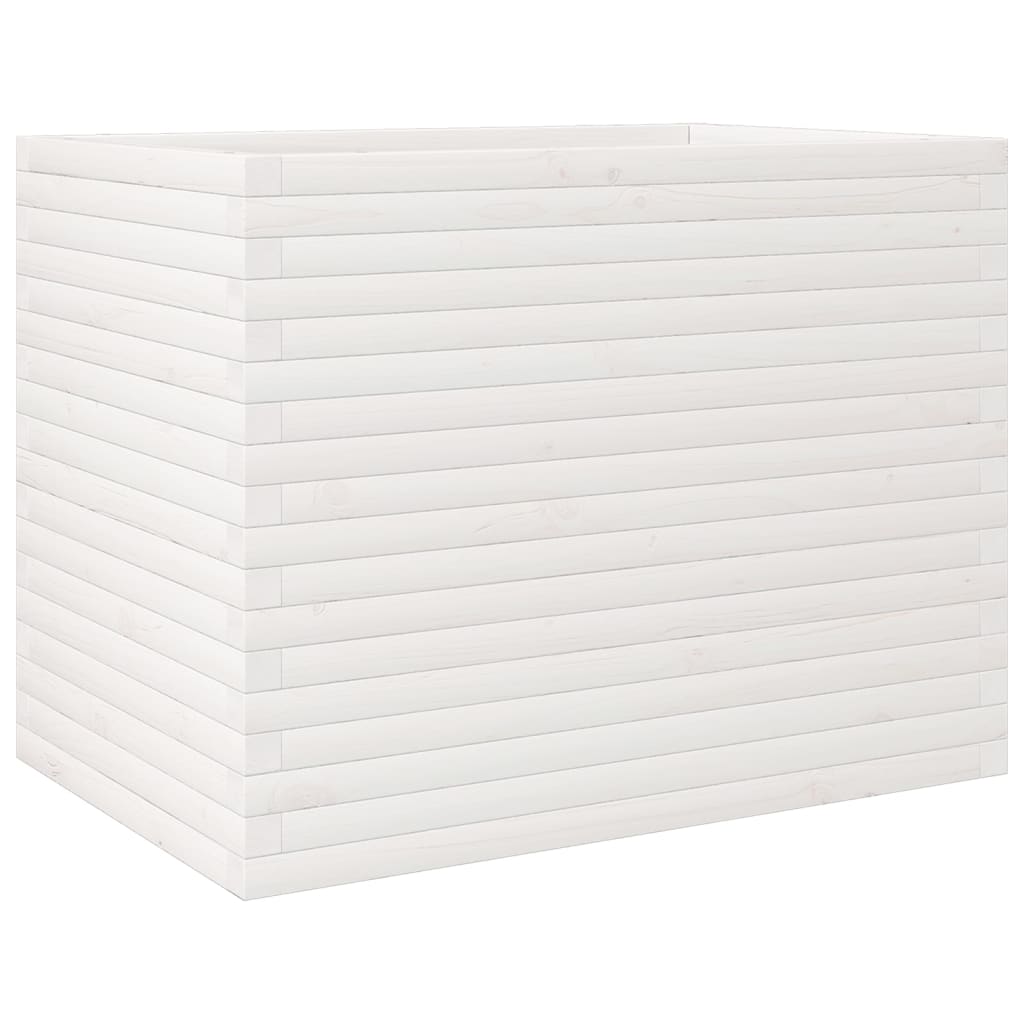 vidaXL Garden Planter White 90x60x68.5 cm Solid Wood Pine