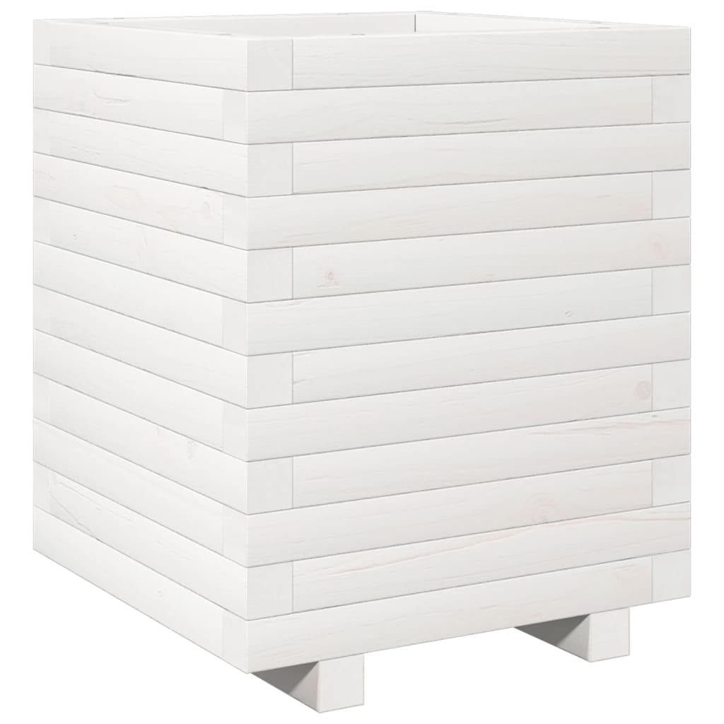 vidaXL Garden Planter White 40x40x49.5 cm Solid Wood Pine