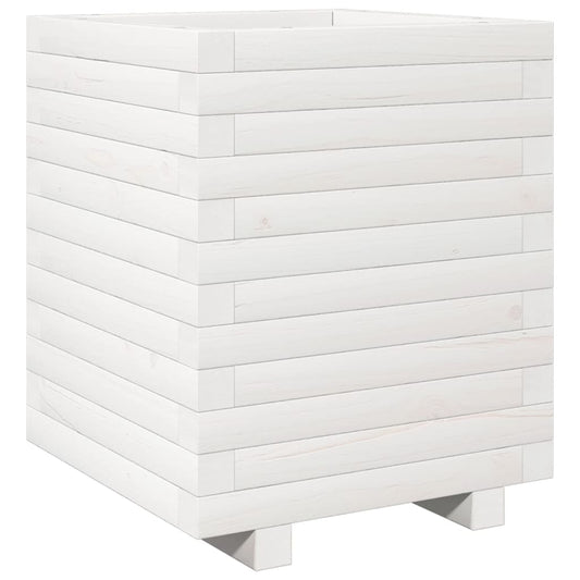 vidaXL Garden Planter White 40x40x49.5 cm Solid Wood Pine
