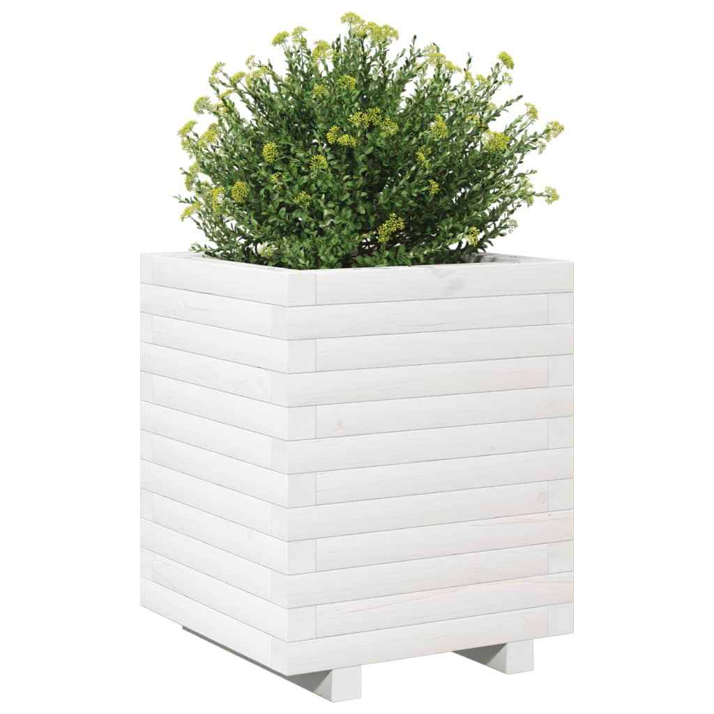 vidaXL Garden Planter White 40x40x49.5 cm Solid Wood Pine