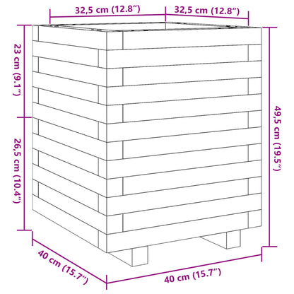 vidaXL Garden Planter White 40x40x49.5 cm Solid Wood Pine