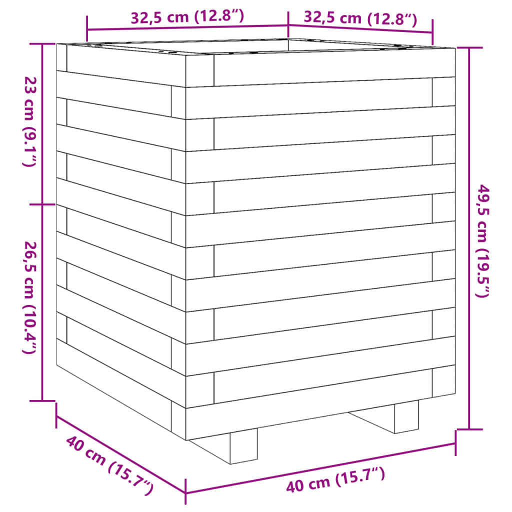 vidaXL Garden Planter 40x40x49.5 cm Solid Wood Douglas