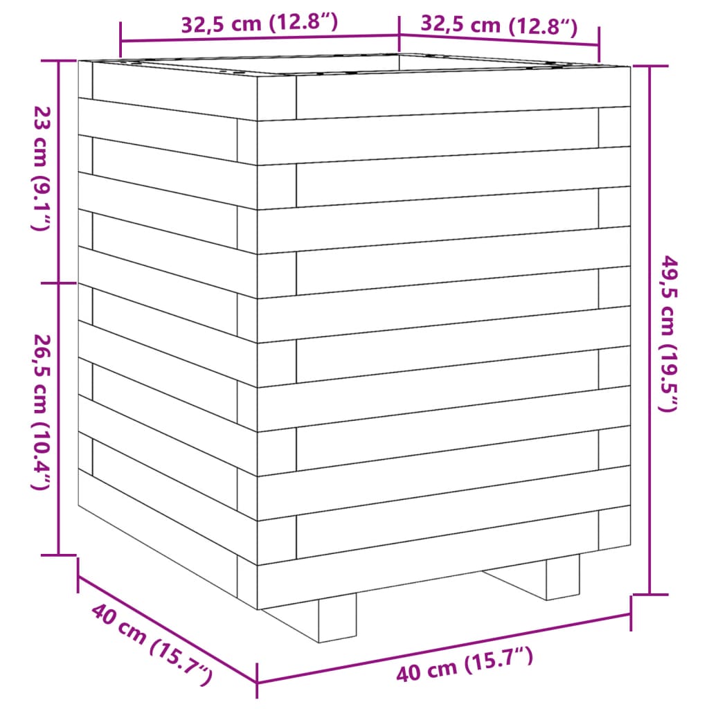 vidaXL Garden Planter 40x40x49.5 cm Impregnated Wood Pine