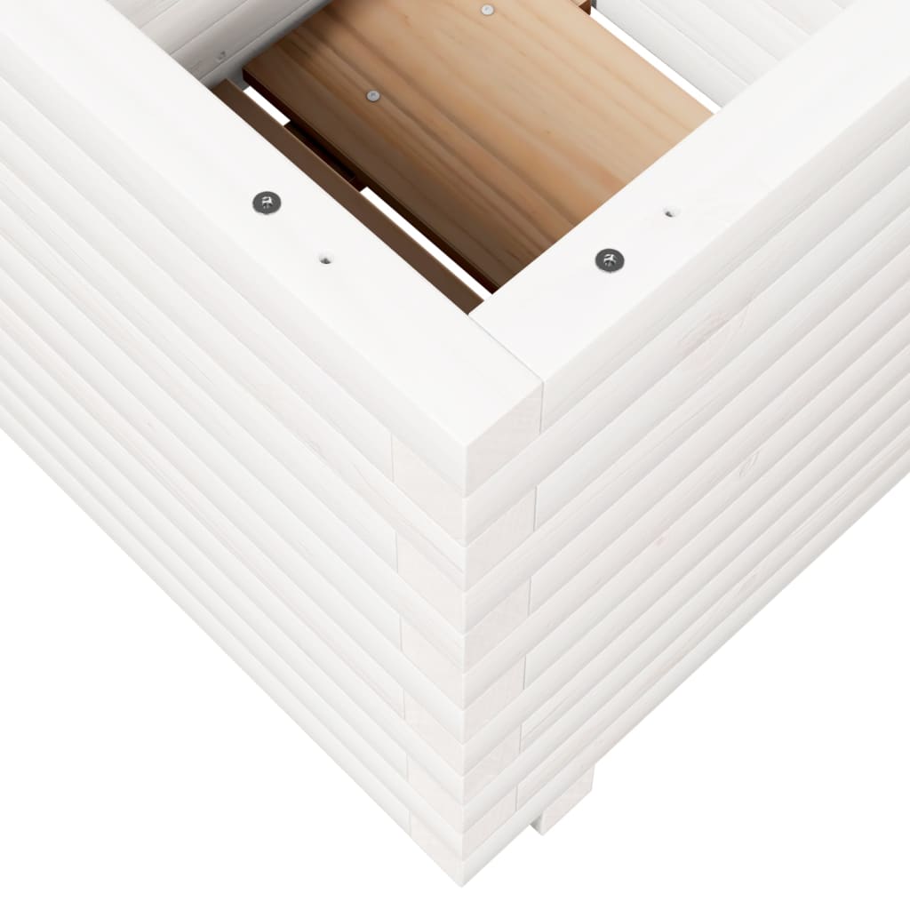 vidaXL Garden Planter White 50x50x49.5 cm Solid Wood Pine