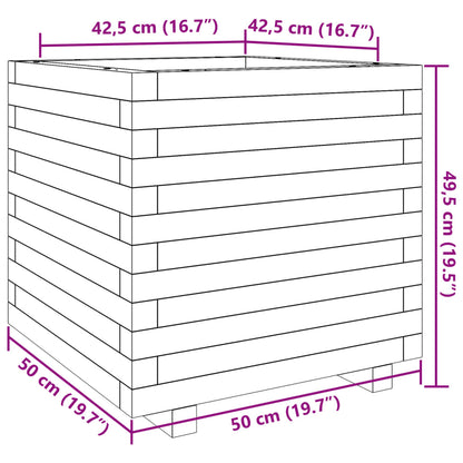 vidaXL Garden Planter Wax Brown 50x50x49.5 cm Solid Wood Pine