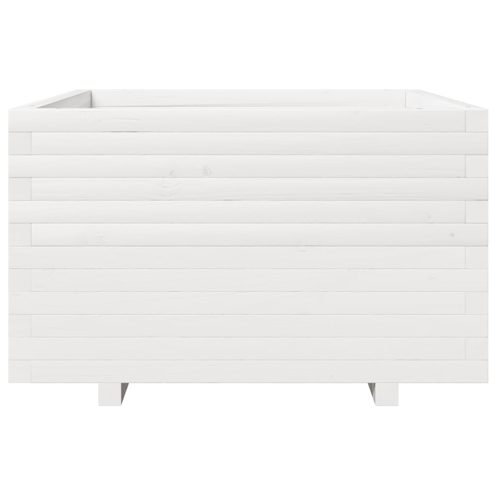 vidaXL Garden Planter White 80x80x49.5 cm Solid Wood Pine