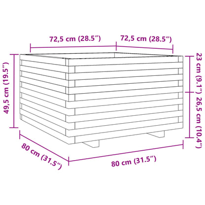 vidaXL Garden Planter Wax Brown 80x80x49.5 cm Solid Wood Pine