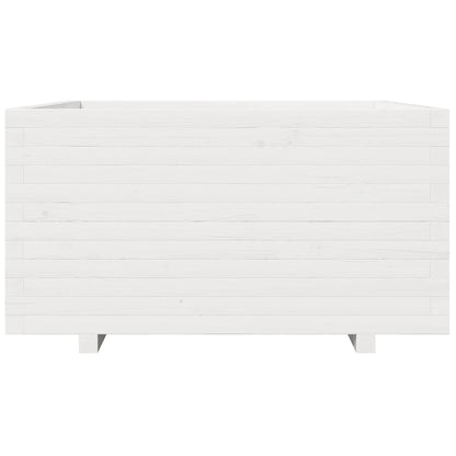vidaXL Garden Planter White 90x90x49.5 cm Solid Wood Pine