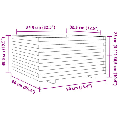 vidaXL Garden Planter Wax Brown 90x90x49.5 cm Solid Wood Pine
