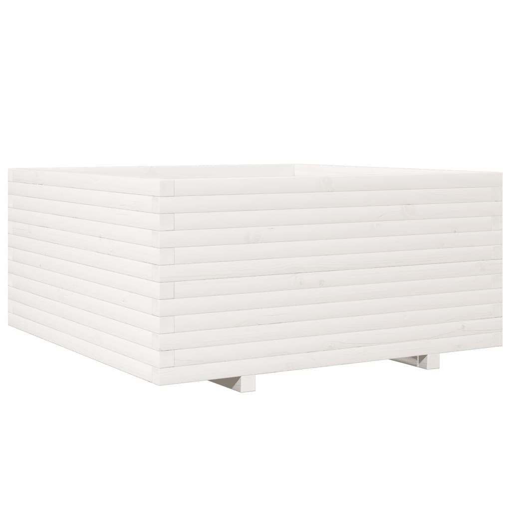 vidaXL Garden Planter White 100x100x49.5 cm Solid Wood Pine