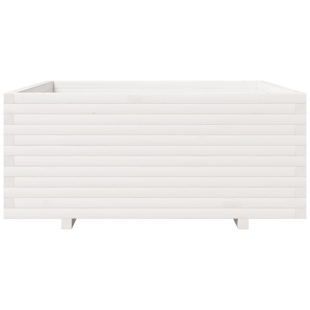 vidaXL Garden Planter White 110x110x49.5 cm Solid Wood Pine