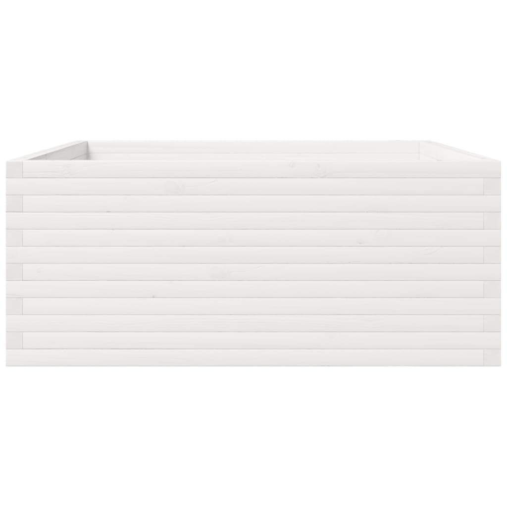 vidaXL Garden Planter White 110x110x49.5 cm Solid Wood Pine
