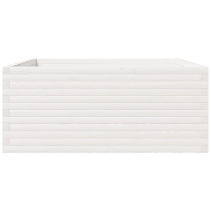 vidaXL Garden Planter White 110x110x49.5 cm Solid Wood Pine
