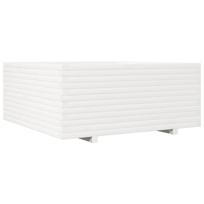 vidaXL Garden Planter White 110x110x49.5 cm Solid Wood Pine